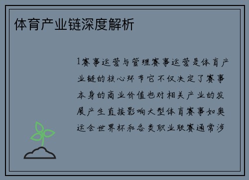 体育产业链深度解析
