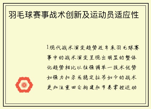 羽毛球赛事战术创新及运动员适应性